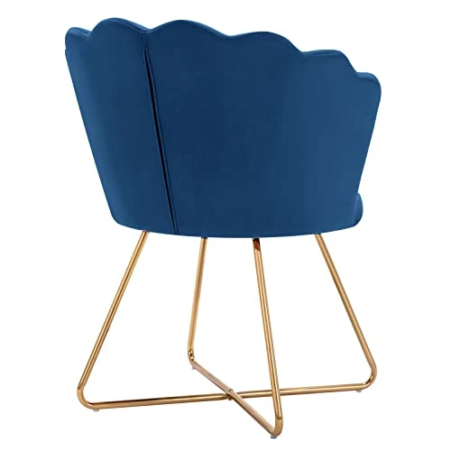 Duhome Velvet Accent Chair Living Room Chair,Corner Chair Reception Chair For Bedroom Living Room, Shell Shaped Living Room Chair With Golden Metal Legs, DarkBlue 5 Duhome Velvet Accent Chair Living Room Chair,Corner Chair Reception Chair For Bedroom Living Room, Shell Shaped Living Room Chair With Golden Metal Legs, DarkBlue - Image 5