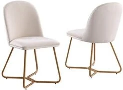 Morden Fort 5 Piece Round Dining Table With Dining Chair Set, Modern Luxaury Velvet Upholstered Dining Table Set With 4 Hexagonal Chair For Dining Room, Restaurant - Beige -Songmics Furniture Shop 31obSW3XnL. AC