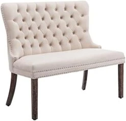 Civama Velvet Loveseat Settee, Nikki Collection Modern Dining Chair, Upholstered Contemporary Banquette Bench With Back, Button Tufted Comfy Accent Sofa Couch With Solid Wood Legs, Black -Songmics Furniture Shop 31of3ommJ4L. AC