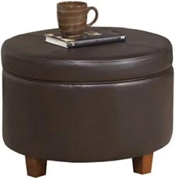 HomePop Round Leatherette Storage Ottoman With Lid, Chocolate Brown Large -Songmics Furniture Shop 31ok0SfDlCL. AC