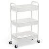 CAXXA 3-Tier Rolling Metal Storage Organizer - Mobile Utility Cart Kitchen Cart With Caster Wheels, White