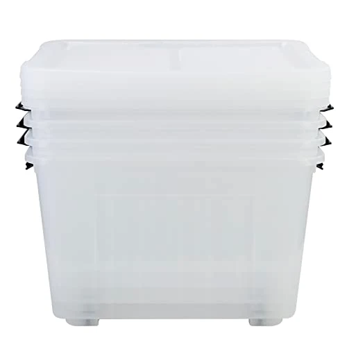 Easymanie 50 Quart Plastic Wheeled Storage Bin, 4 Packs, Plastic Latching Storage Box 6 Easymanie 50 Quart Plastic Wheeled Storage Bin, 4 Packs, Plastic Latching Storage Box - Image 6
