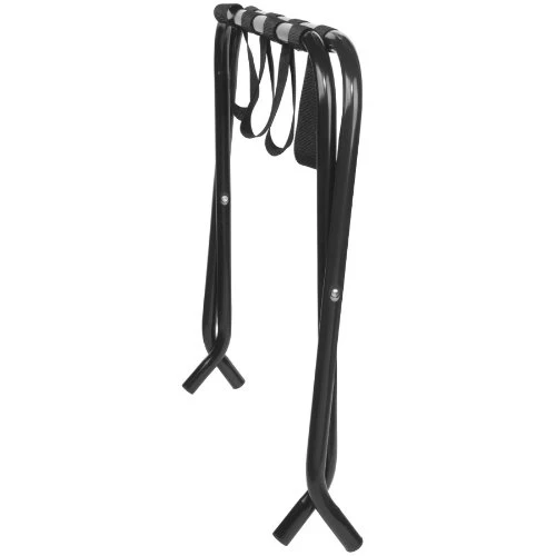 King's Brand Furniture-Black Metal Foldable Luggage Rack Stand With Nylon Belts 2 King's Brand Furniture-Black Metal Foldable Luggage Rack Stand With Nylon Belts - Image 2