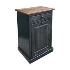 Peaceful Classics Trash Bin Cabinet - Handmade Hideaway Cabinet For Trash Cans - Decorative Bathroom Trash Can, Office Trash Can, And Bedroom Trash Can - Wooden Tilt Out Trash Bin (Mocha)