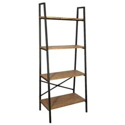 Blissun Ladder Shelf, 4-Tier Bookshelf, Storage Rack Shelf For Office, Bathroom, Living Room, Hazelnut Brown -Songmics Furniture Shop 31pMImNPg1L