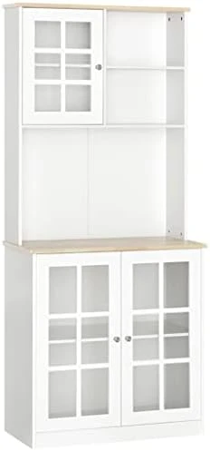 QUUL Kitchen Buffet, Pantry With 3 Cabinets, 2 Shelves And Large Countertop, Tall White Cabinet 6 QUUL Kitchen Buffet, Pantry With 3 Cabinets, 2 Shelves And Large Countertop, Tall White Cabinet - Image 6