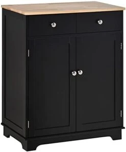 HOMCOM Double Door Sideboard Buffet Cabinet, Kitchen Cabinet, Coffee Bar Cabinet With 2 Drawers, Adjustable Shelf For Living Room And Hallway, Black -Songmics Furniture Shop 31pdtLVkIL. AC