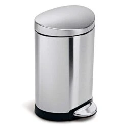 Simplehuman 10 Liter / 2.6 Gallon Small Semi-Round Bathroom Step Trash Can, Brushed Stainless Steel -Songmics Furniture Shop 31phFZOOLhL