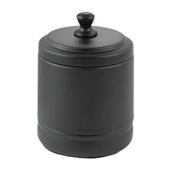 MDesign Metal Bathroom Vanity Storage Organizer Canister Jar With Lid For Cotton Balls, Swabs, Makeup Sponges, Bath Salts, Hair Ties, Jewelry - Hyde Collection - 2 Pack - Matte Black -Songmics Furniture Shop 31phGEJLVwL