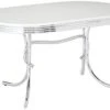 Coaster Retro Oval Dining Table White And Chrome