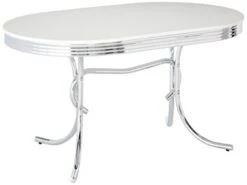 Coaster Retro Oval Dining Table White And Chrome