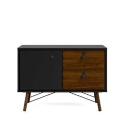 Tvilum 1 Door, 2 Drawer Sideboard, Black Matte/Walnut -Songmics Furniture Shop 31q0EgOKHkL