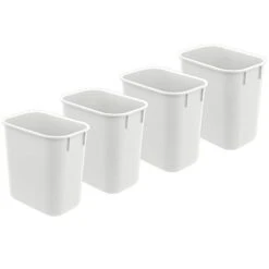 Acrimet Wastebasket Bin 13QT (Plastic) (White Color) (Set Of 4)