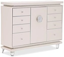 Glimmering Heights Upholstered Swivel Lingerie Chest In Ivory By Aico 4 Glimmering Heights Upholstered Swivel Lingerie Chest In Ivory By Aico - Image 4