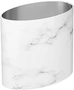 MDesign Stainless Steel Metal Oval Trash Can, Small 2.09 Gallon Wastebasket, Garbage Basket Bin For Bathroom, Bedroom, Kitchen, Or Home Office, Holds Waste And Recycle, Mirri Collection, Brushed -Songmics Furniture Shop 31qdVjqmk0S. AC