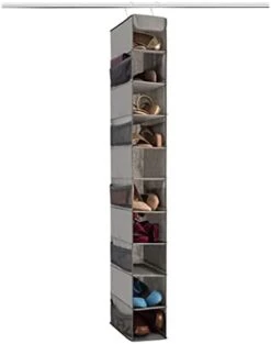 ZOBER Hanging Shoe Organizer For Closet - 10-Shelf Hanging Shoe Rack W/Side Mesh Pockets - 1 Pack Space Saving Shoe Holder (Black) -Songmics Furniture Shop 31qdwKSanIL. AC