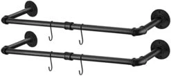 C&AHOME Industrial Pipe Clothes Rack, 2 Pack Clothing Rack Wall Mount 36’'L With 4 S-Shaped Hooks, MultiPurpose Detachable Hanging Bracket Rod, Space-Saving Heavy Duty Garment Rack Bar Black UPCRM02B -Songmics Furniture Shop 31quyXcpj2L. AC