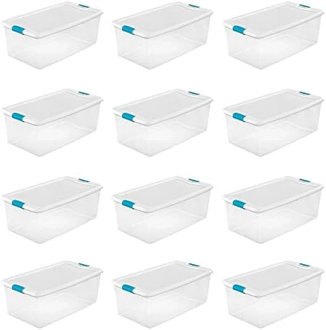 Sterilite 56 Quart Latching Stackable Under Bed Or Closet Storage Box Container Bins With Secure Lid And Wheels, Clear (12 Pack) 6 Sterilite 56 Quart Latching Stackable Under Bed Or Closet Storage Box Container Bins With Secure Lid And Wheels, Clear (12 Pack) - Image 6