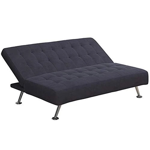 Rosebery Kids Tufted Futon, Convertible Sleeper Sofa In Dark Blue And Chrome 3 Rosebery Kids Tufted Futon, Convertible Sleeper Sofa In Dark Blue And Chrome - Image 3