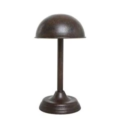 MyGift Dome Shape Metal Hat Stand - Antique Style Tabletop Cap And Wig Display Rack, Brown