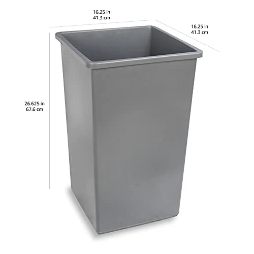 AmazonCommercial 25 Gallon Square Waste Container, Grey, 2-pack 4 AmazonCommercial 25 Gallon Square Waste Container, Grey, 2-pack - Image 4