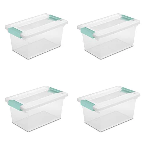 Sterilite Medium Clip Storage Box, Clear (pack Of 4) 1 Sterilite Medium Clip Storage Box, Clear (pack Of 4)