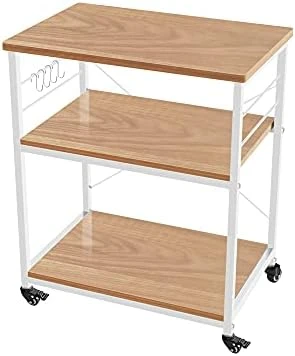 AZL1 Life Concept Rack Utility Microwave Oven Stand Workstation Shelf, 23.7inch Movable 3 Tier Kitchen Cart,Light Walnut 6 AZL1 Life Concept Rack Utility Microwave Oven Stand Workstation Shelf, 23.7inch Movable 3 Tier Kitchen Cart,Light Walnut - Image 6