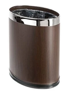 Brelso 'Invisi-Overlap' Metal Trash Can, Open Top Small Office Wastebasket, Oval Shape (Black) -Songmics Furniture Shop 31rsbs NfL