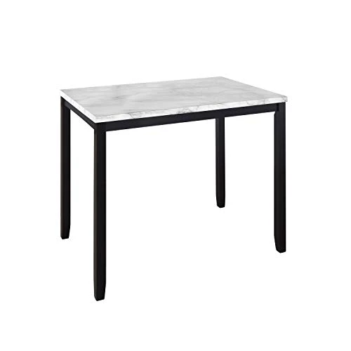 Harper & Bright Designs 5-Piece Faux Marble Top Dining Set, Counter Height Kitchen Table Set-Dining Table W/Faux Marble Top And 4 Beige High Back Upholstered Chairs W/Nailed Trim 5 Harper & Bright Designs 5-Piece Faux Marble Top Dining Set, Counter Height Kitchen Table Set-Dining Table W/Faux Marble Top And 4 Beige High Back Upholstered Chairs W/Nailed Trim - Image 5