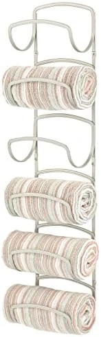 MDesign Steel Towel Holder For Bathroom Wall - Wall Mounted Organizer For Rolled Towels And Bath Robes - Six Level Wall Mount Towel Storage Rack - Bathroom Towel Organizer - Hyde Collection - Black 10 MDesign Steel Towel Holder For Bathroom Wall - Wall Mounted Organizer For Rolled Towels And Bath Robes - Six Level Wall Mount Towel Storage Rack - Bathroom Towel Organizer - Hyde Collection - Black - Image 10