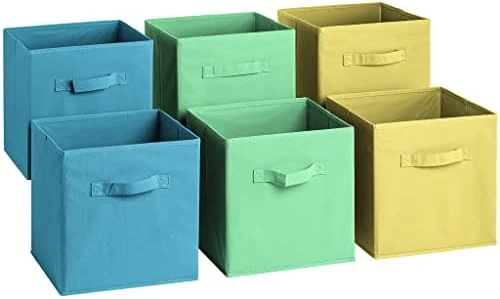 Sorbus® 11 Inch Cube Storage Organizer Bins - 6 Pack - Foldable Storage Cubes - Rectangular Shelf Basket - Great For Nursery, Playroom, Closet, Home Organization (Multi - Pink Orange Purple) 9 Sorbus® 11 Inch Cube Storage Organizer Bins - 6 Pack - Foldable Storage Cubes - Rectangular Shelf Basket - Great For Nursery, Playroom, Closet, Home Organization (Multi - Pink Orange Purple) - Image 9