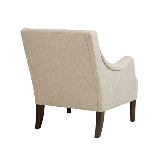 Madison Park Qwen Accent Chairs - Hardwood, Birch, Faux Linen Living Room Chairs - Cream Ivory, Vintage Classic Style Living Room Sofa Furniture - 1 Piece Diamond Tufted Bedroom Chairs Seats 3 Madison Park Qwen Accent Chairs - Hardwood, Birch, Faux Linen Living Room Chairs - Cream Ivory, Vintage Classic Style Living Room Sofa Furniture - 1 Piece Diamond Tufted Bedroom Chairs Seats - Image 3