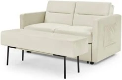 2-in-1 Sleeper Sofa Bed, Loveseat Chair Bed With Pull Out Bed And Extra Bench, Adjustable Back And Two Arm Pockets For Small Living Room, Bedroom, Balcony, Apartment (Gray, Loveseat) -Songmics Furniture Shop 31skPkM91iL. AC