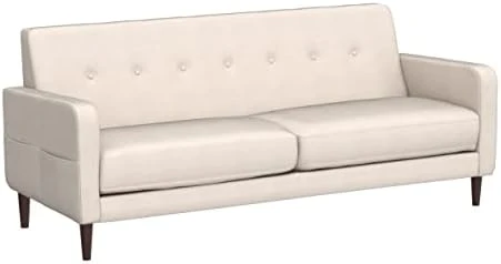 Mellow Adair Mid-Century Modern Loveseat/Sofa/Couch With Armrest Pockets, Tufted Linen Fabric, Light Grey 6 Mellow Adair Mid-Century Modern Loveseat/Sofa/Couch With Armrest Pockets, Tufted Linen Fabric, Light Grey - Image 6