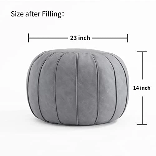 C COMFORTLAND Unstuffed Faux Suede Ottoman Pouf, Round Foot Rest Poof Ottomans, Floor Foot Stool Poufs, Bean Bag Chair Cover With Storage For Living Room, Bedroom, Or Wedding Gifts Grey 3 C COMFORTLAND Unstuffed Faux Suede Ottoman Pouf, Round Foot Rest Poof Ottomans, Floor Foot Stool Poufs, Bean Bag Chair Cover With Storage For Living Room, Bedroom, Or Wedding Gifts Grey - Image 3