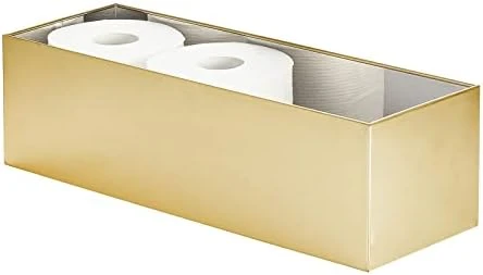 MDesign Steel Floor Stand Toilet Paper Organizer, 4-Roll Tissue Storage Holder Container Bin For Bathroom, Fits Under Sink, Vanity, Shelf, In Cabinet, Or Corner, Metro Collection - Soft Brass 12 MDesign Steel Floor Stand Toilet Paper Organizer, 4-Roll Tissue Storage Holder Container Bin For Bathroom, Fits Under Sink, Vanity, Shelf, In Cabinet, Or Corner, Metro Collection - Soft Brass - Image 12