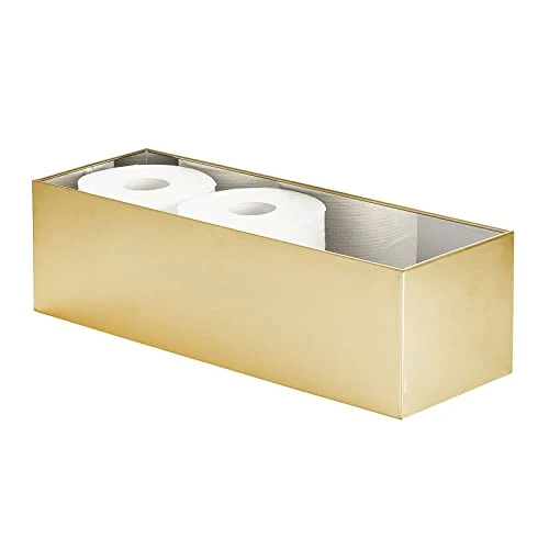 MDesign Steel Floor Stand Toilet Paper Organizer, 4-Roll Tissue Storage Holder Container Bin For Bathroom, Fits Under Sink, Vanity, Shelf, In Cabinet, Or Corner, Metro Collection - Soft Brass 1 MDesign Steel Floor Stand Toilet Paper Organizer, 4-Roll Tissue Storage Holder Container Bin For Bathroom, Fits Under Sink, Vanity, Shelf, In Cabinet, Or Corner, Metro Collection - Soft Brass