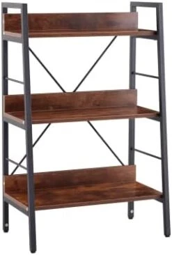 GOAWGO Bookshelf Ladder, Living Room Wood And Metal Stairs Freestanding Display Plant Bookshelves, Home Office, Living Room, Bedroom, Kitchen, Rustic Brown (Three Layers) -Songmics Furniture Shop 31tPa0P6NLL. AC