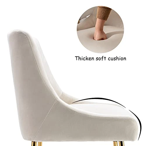 ZHENGHAO Velvet Dining Chairs Set Of 6, Modern Accent Kitchen Chairs With Gold Legs Upholstered Guest Chairs For Living Room/Kitchen/Restaurant, White 3 ZHENGHAO Velvet Dining Chairs Set Of 6, Modern Accent Kitchen Chairs With Gold Legs Upholstered Guest Chairs For Living Room/Kitchen/Restaurant, White - Image 3