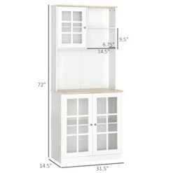 QUUL Kitchen Buffet, Pantry With 3 Cabinets, 2 Shelves And Large Countertop, Tall White Cabinet 8 QUUL Kitchen Buffet, Pantry With 3 Cabinets, 2 Shelves And Large Countertop, Tall White Cabinet -Songmics Furniture Shop 31tdn1eXz4L 3