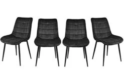 Payeel Upholstered Velvet Dining Chairs Set Of 4 Modern Tufted Dining Side Chairs W/Metal Legs Modern Cushion Seats And Back For Living Kitchen, Vanity, And Waiting Room(Black)