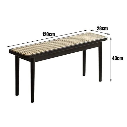 Rattan Solid Wood Bench, Home Decor Bench For Bedroom/Entryway/Dining Room, Black Minimalist Bench (Color : Black, Size : 120x28x43cm) 2 Rattan Solid Wood Bench, Home Decor Bench For Bedroom/Entryway/Dining Room, Black Minimalist Bench (Color : Black, Size : 120x28x43cm) - Image 2