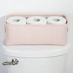 MDesign Narrow Fabric Storage Bin Basket With Handles For Bathroom Closet, Vanity, Cabinet, Cubby, Countertop, Small Slim Baskets For Towels, Toilet Tissue, Crane Collection, 2 Pack - Light Pink 8 MDesign Narrow Fabric Storage Bin Basket With Handles For Bathroom Closet, Vanity, Cabinet, Cubby, Countertop, Small Slim Baskets For Towels, Toilet Tissue, Crane Collection, 2 Pack - Light Pink -Songmics Furniture Shop 31uBwVzsz2L