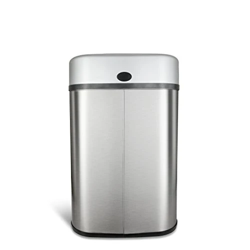 NINESTARS Automatic Touchless Infrared Motion Sensor Trash Can With Stainless Steel Base & Oval, Silver/Black Lid, 21 Gal 2 NINESTARS Automatic Touchless Infrared Motion Sensor Trash Can With Stainless Steel Base & Oval, Silver/Black Lid, 21 Gal - Image 2