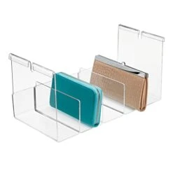 MDesign Plastic 5 Compartment Hanging Closet Storage Organizer Tray, Divided Sections For Holding Sunglasses, Wallets, Clutch Purses, Accessories, Hangs Below Shelving, Grypp Collection - Clear -Songmics Furniture Shop 31uG143cvGL