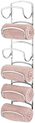 MDesign Steel Towel Holder For Bathroom Wall - Wall Mounted Organizer For Rolled Towels And Bath Robes - Six Level Wall Mount Towel Storage Rack - Bathroom Towel Organizer - Hyde Collection - Black 7 MDesign Steel Towel Holder For Bathroom Wall - Wall Mounted Organizer For Rolled Towels And Bath Robes - Six Level Wall Mount Towel Storage Rack - Bathroom Towel Organizer - Hyde Collection - Black - Image 7