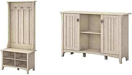 Bush Furniture Salinas Hall Tree With Storage Bench In Antique White & Salinas Accent Storage Cabinet With Doors In Antique White 6 Bush Furniture Salinas Hall Tree With Storage Bench In Antique White & Salinas Accent Storage Cabinet With Doors In Antique White - Image 6