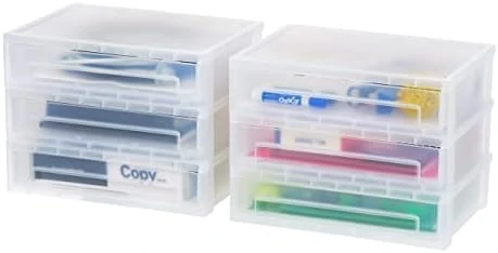 IRIS USA Small Desktop Stacking Drawer, 6-Pack, Sliding Plastic Drawer Storage Container For Stationery Art Craft Supplies Fabric Tools Kitchen Pantry Office And Garage Organization, Black 7 IRIS USA Small Desktop Stacking Drawer, 6-Pack, Sliding Plastic Drawer Storage Container For Stationery Art Craft Supplies Fabric Tools Kitchen Pantry Office And Garage Organization, Black - Image 7