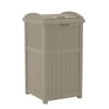 Suncast 33 Gallon Hideaway Trash Can For Patio - Resin Outdoor Trash With Lid - Use In Backyard, Deck, Or Patio - Dark Taupe