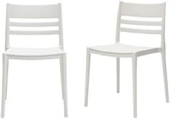 Amazon Basics White, Armless Slot-Back Dining Chair-Set Of 2, Premium Plastic -Songmics Furniture Shop 31v 5JRWyRL. AC